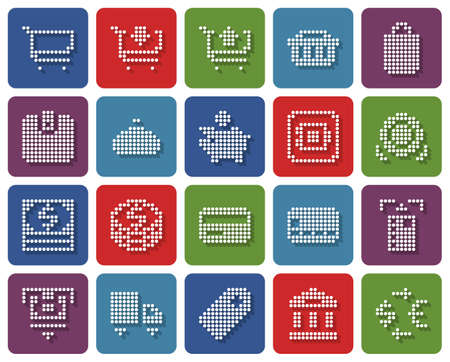 Collection of rounded square dotted icons: Finance and bankingのイラスト素材