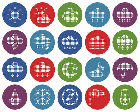 Collection of round dotted icons: Weatherのイラスト素材