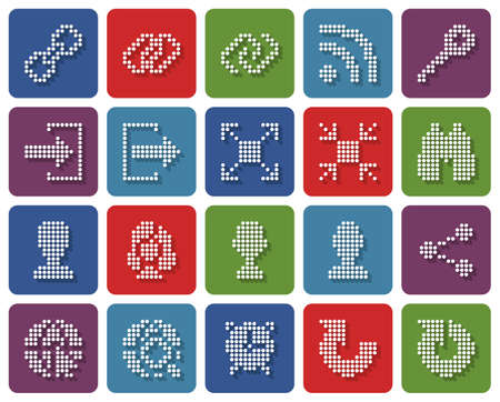 Collection of rounded square dotted icons: User Interface. Set #4のイラスト素材
