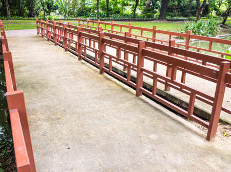 Bridge Walk in the Parkの写真素材