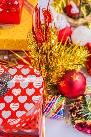 Gift box and decorations for New Year.の写真素材