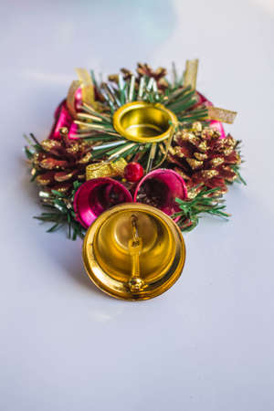 Golden bell and decoration of the Christmas and New Year.の写真素材