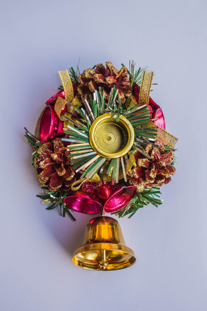 Golden bell and decoration of the New Year.の写真素材