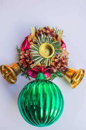 Green balls as decorations on Christmas.の写真素材