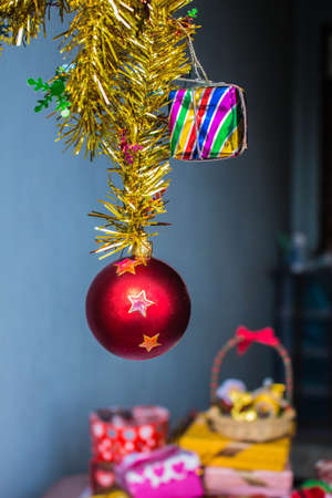 New year decorative balls and gifts during the festivalの写真素材