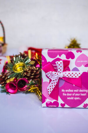 Pink gift box for the festivalの写真素材