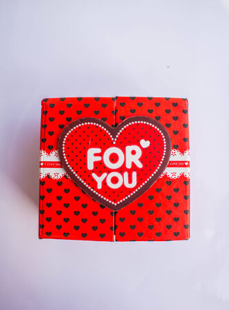 Gift Box and a
red heart shapeの写真素材