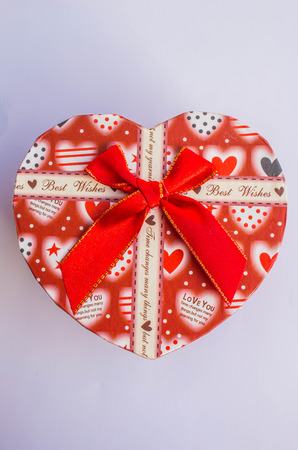 Red heart and shaped gift a boxの写真素材