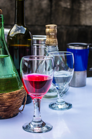 Wine and beverages  on the table.の写真素材