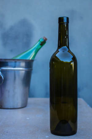 Bottle of wine on the table.の写真素材