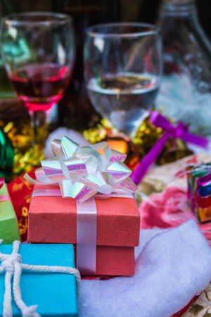 Colorful gift boxes in the country during the festival.の写真素材