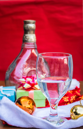 Beverages are prepared on the table for the festival.の写真素材