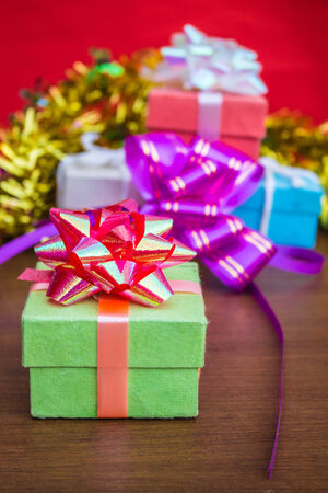 Gift box with beautiful bowの写真素材