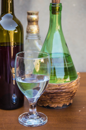 white wine Glass Set of classic tablewareの写真素材