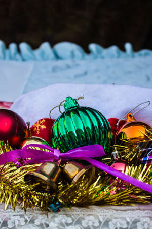 Balls and decoration for Christmasの写真素材