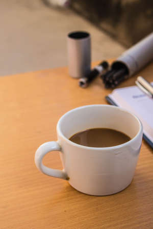 Hot coffee during breaks at work.の写真素材