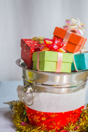 Gift box put it in the tankの写真素材