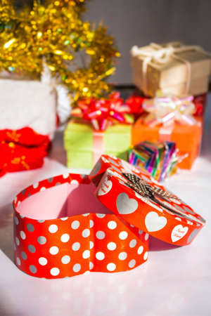 Gifts Box of Red Heart Opener them.の写真素材