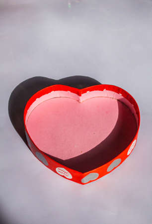 Red heart shaped gift box lid.の写真素材