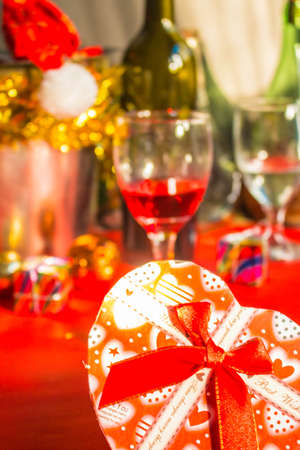 Gifts heart shaped on the table.の写真素材