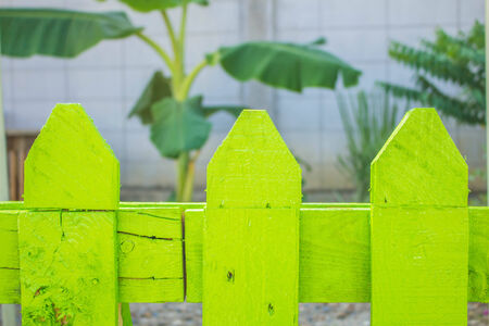 Newly painted of wooden fenceの写真素材