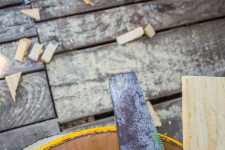 Sawing and cutting of woodの写真素材