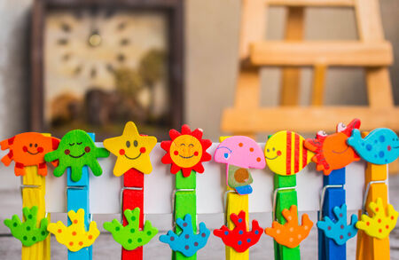 Colorful peg in a row.の写真素材