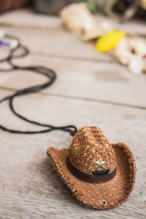 hat with a gift in the holidays.の写真素材