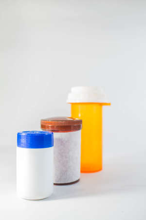 Medicine bottle placed in a row.の写真素材