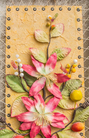 Floral decorations on the frameの写真素材