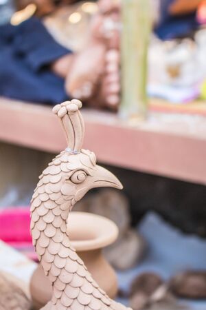 The statue is made of clay.の写真素材