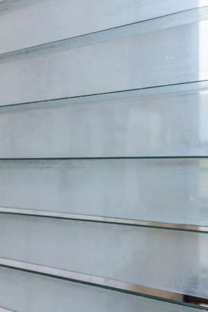 Glass louvred sides that are not clean.の写真素材