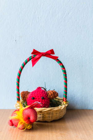 Rabbit and gift in basketsの写真素材