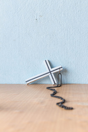 The cross on the side wallの写真素材