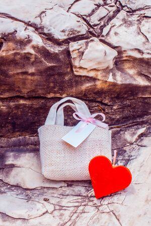 Red Heart and gift on backgroundの写真素材