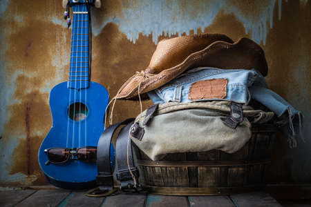 accessories used in old wooden basket.