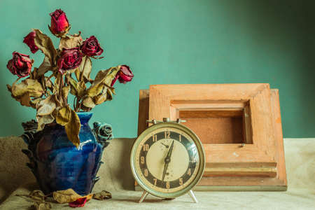 Clock and Photo Frame with vintage.の写真素材