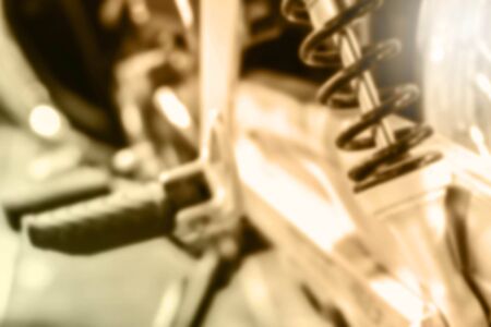 Blur of a motorcycle parked inside the house.の写真素材