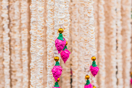 Popped hanging on a thread and decorations.