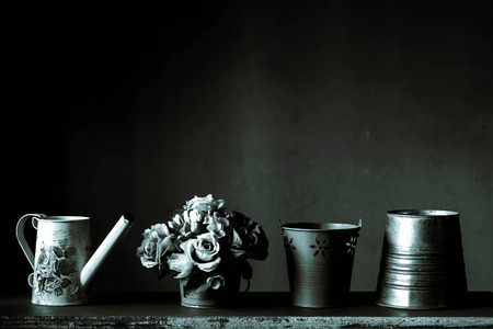 Vases and pots with old vintage.の写真素材