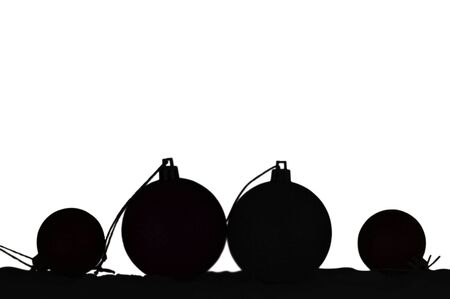 balls of christmas with the black and white image.の写真素材