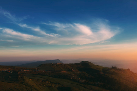Mountains and sky at the sunset.の写真素材