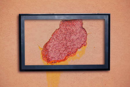 frames on the old concrete walls and rust.の写真素材