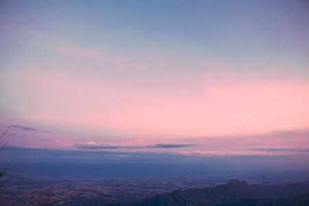 Colorful sky and mountains in the winter.