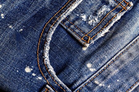 Surfaces and seams of old jeans.