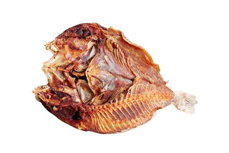 Dried fish on a white background.の写真素材