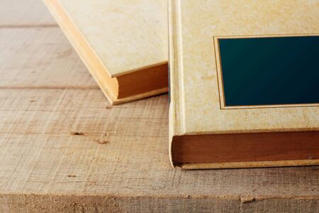 Old books on a wooden floors.の写真素材