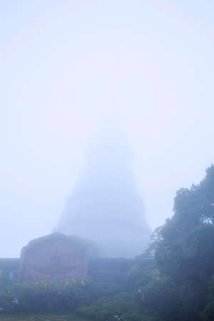 Mist covered densely on the mountain with cold air.の写真素材
