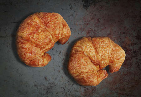 croissants on the old concrete floors.の写真素材