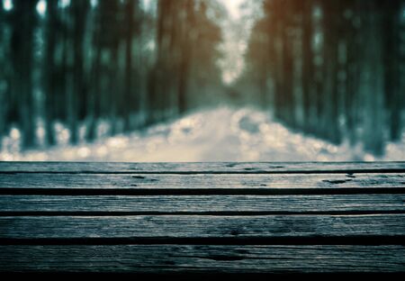 Wooden floor with walkway in forest.の写真素材